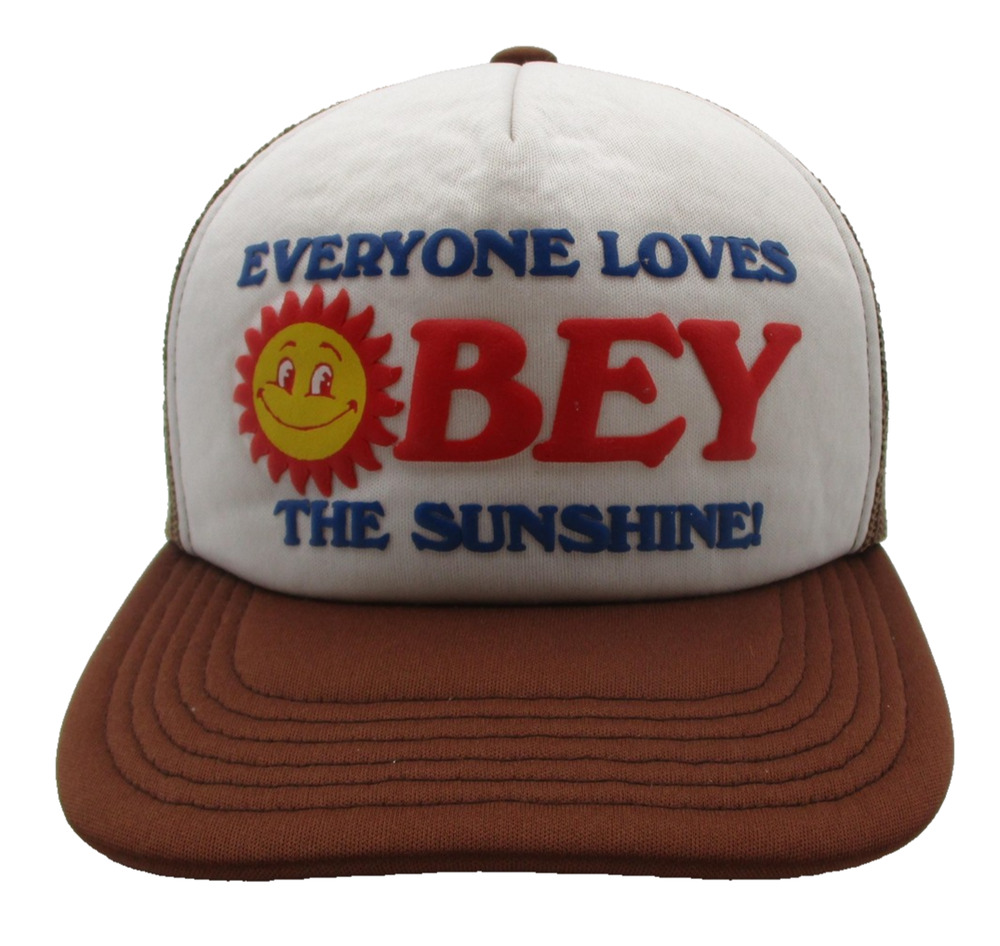 Obey Hat Cap Snap Back Mens One Size Brown Mesh Trucker Sunshine Graphic